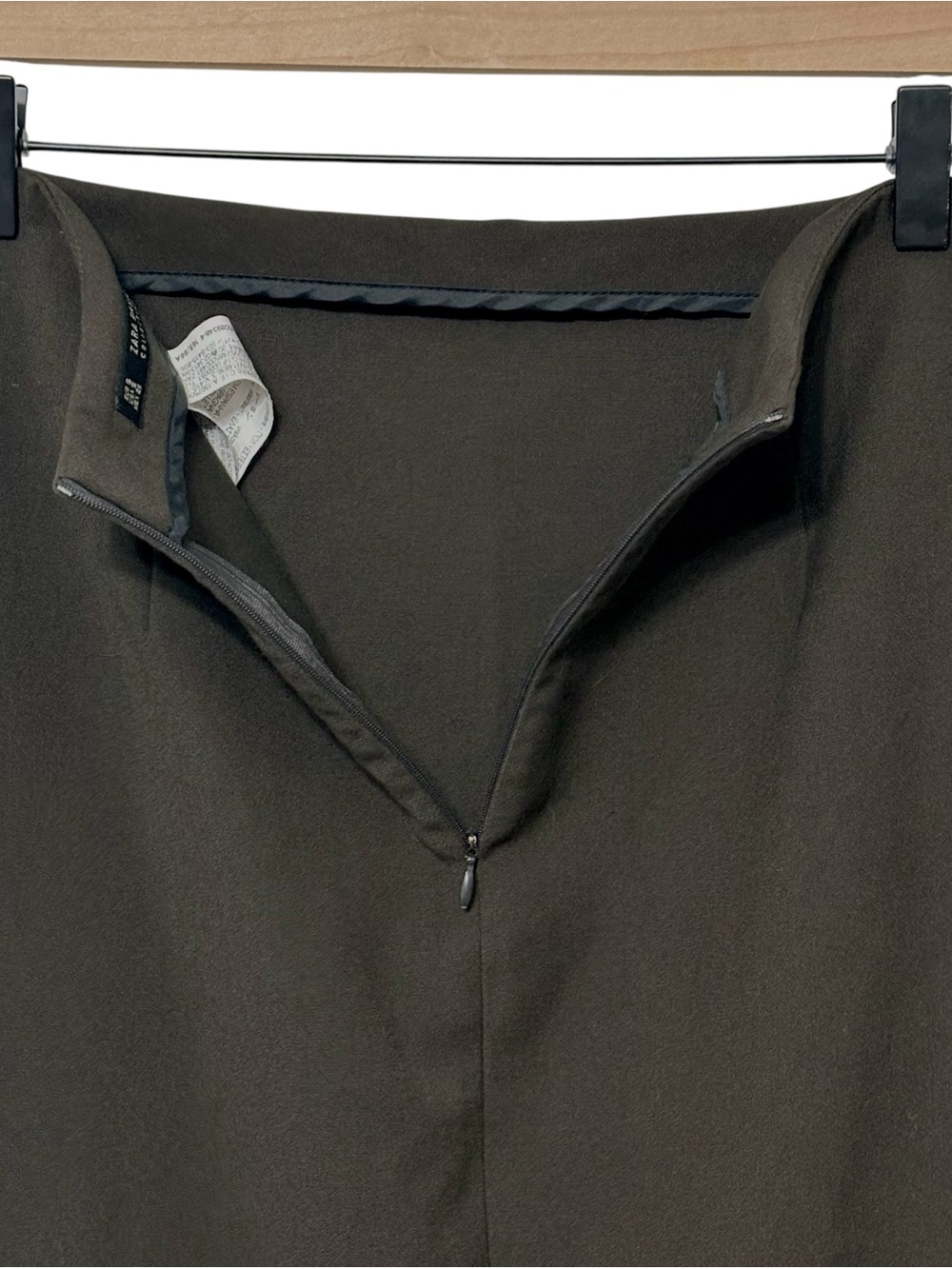 Zara Basic Olive Green Peplum Skirt Frill Asymmetric High Low Ruffle Pencil S - Picture 5 of 11